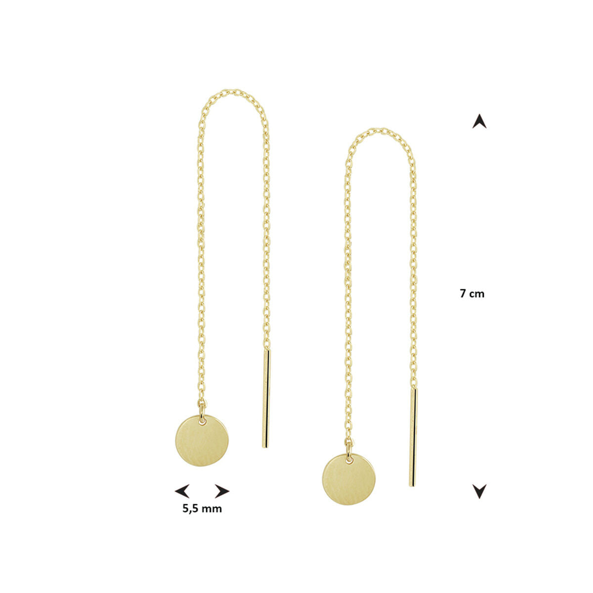 orecchini a filo con tondini 14K oro giallo