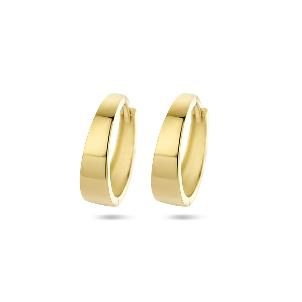 Orecchini alla creola in oro giallo 14K con finitura lucida e forma rotonda.