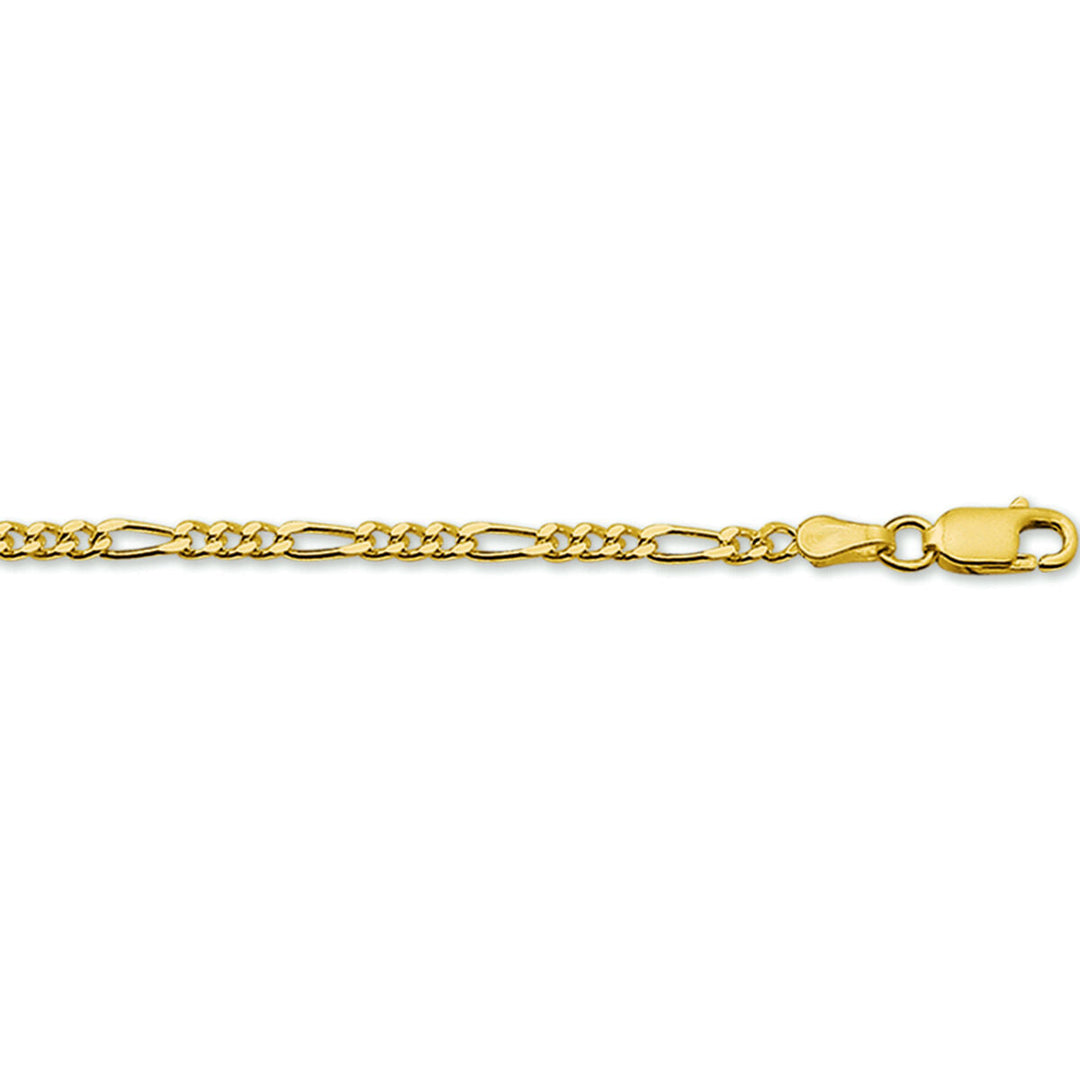 Bracciale figaro in oro giallo, maglia di 2,7 mm con chiusura a moschettone.