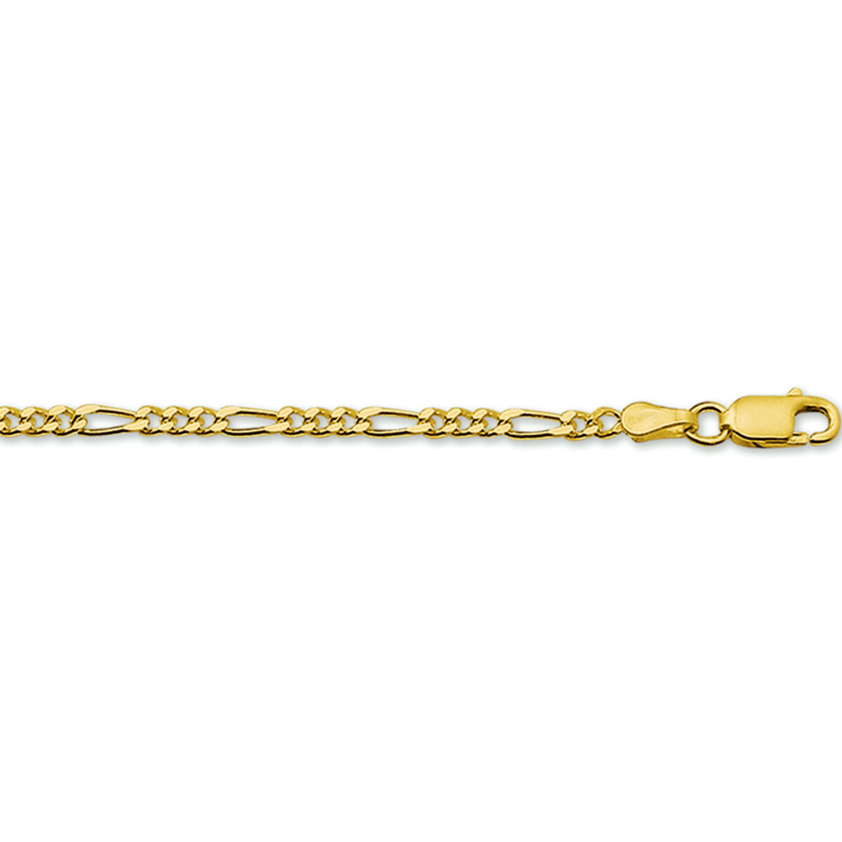 Bracciale figaro in oro giallo, maglia di 2,7 mm con chiusura a moschettone.