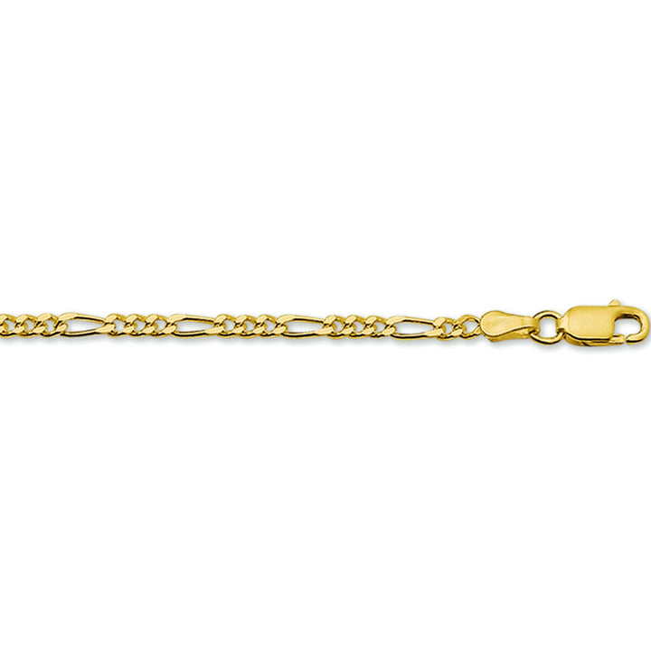 Bracciale figaro in oro giallo, maglia di 2,7 mm con chiusura a moschettone.