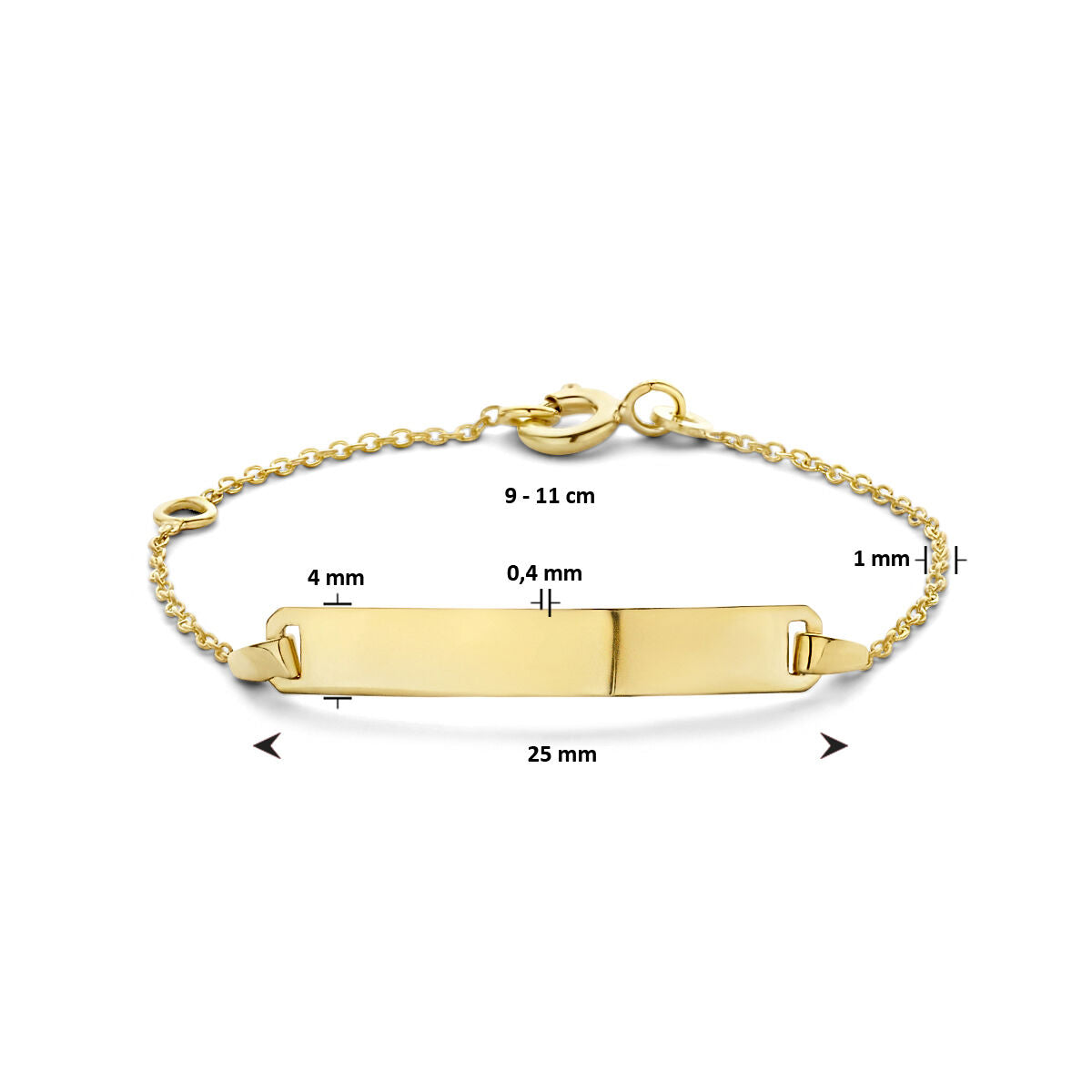 9k bracciale con targa da incidere 4,0 mm 9 Karati