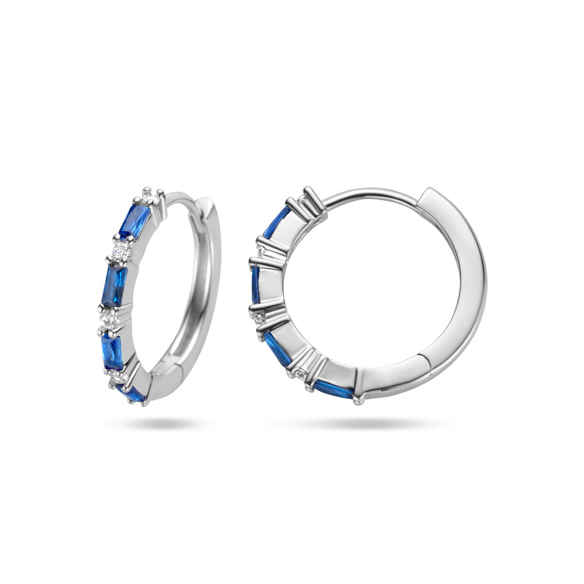 orecchini a clip zirconia blu argento rodiato