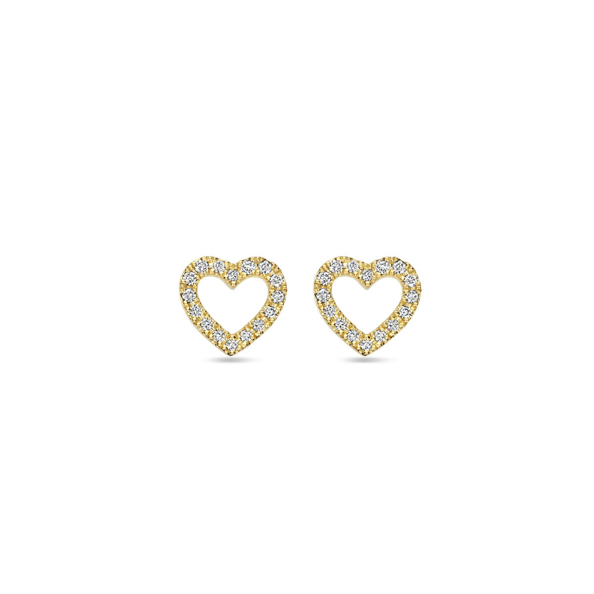 orecchini a bottone cuore diamante 0.11ct (2x 0.055ct) h si 7 mm 14K oro giallo