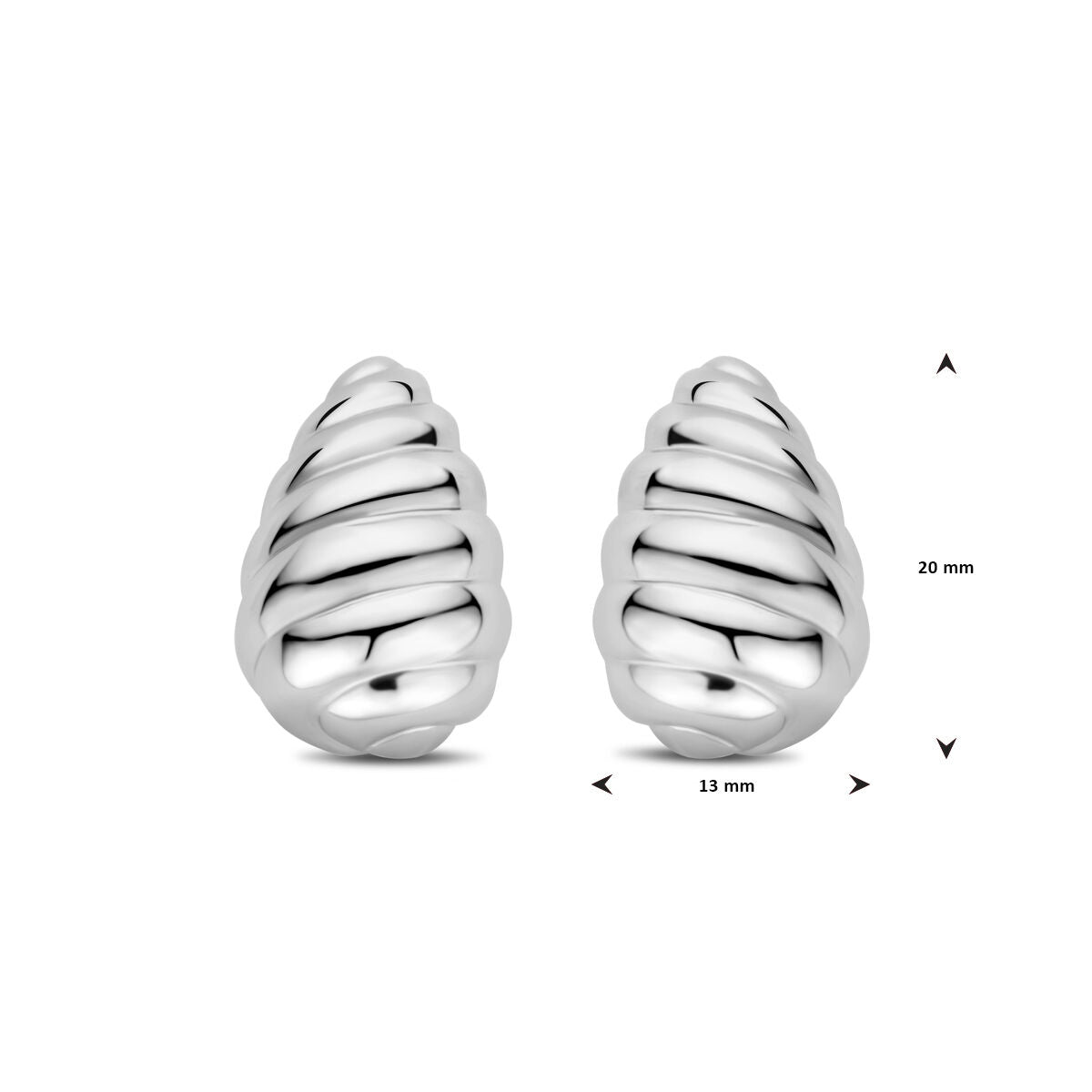 orecchini a bottone goccia lavorata 20 mm argento rodiato
