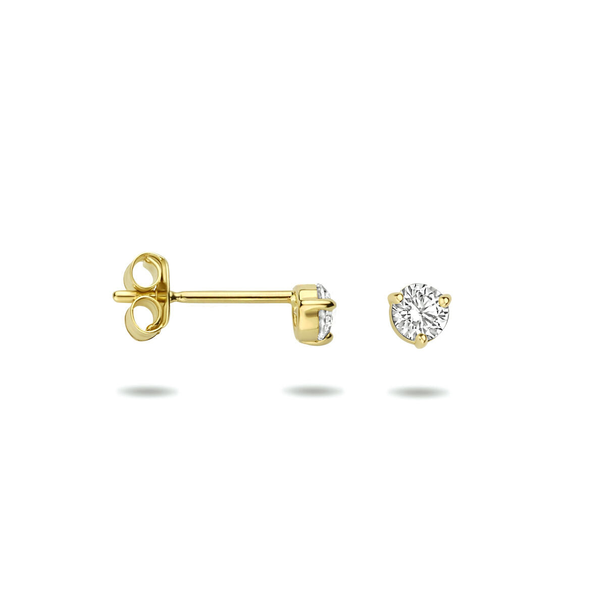 orecchini a bottone zirconia oro giallo 14K