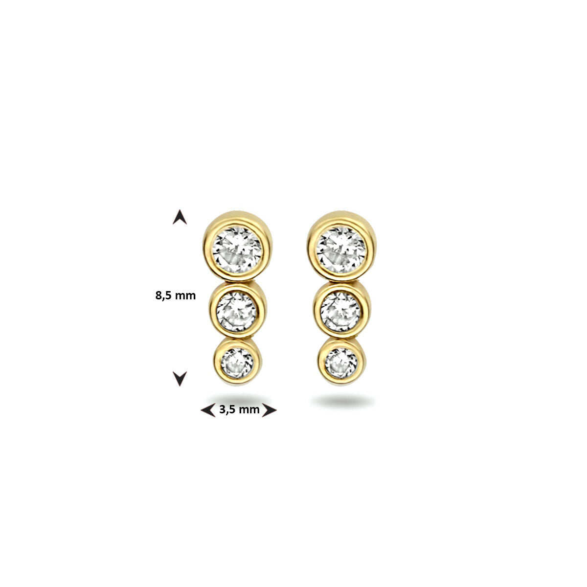 orecchini a bottone zirconia oro giallo 14K