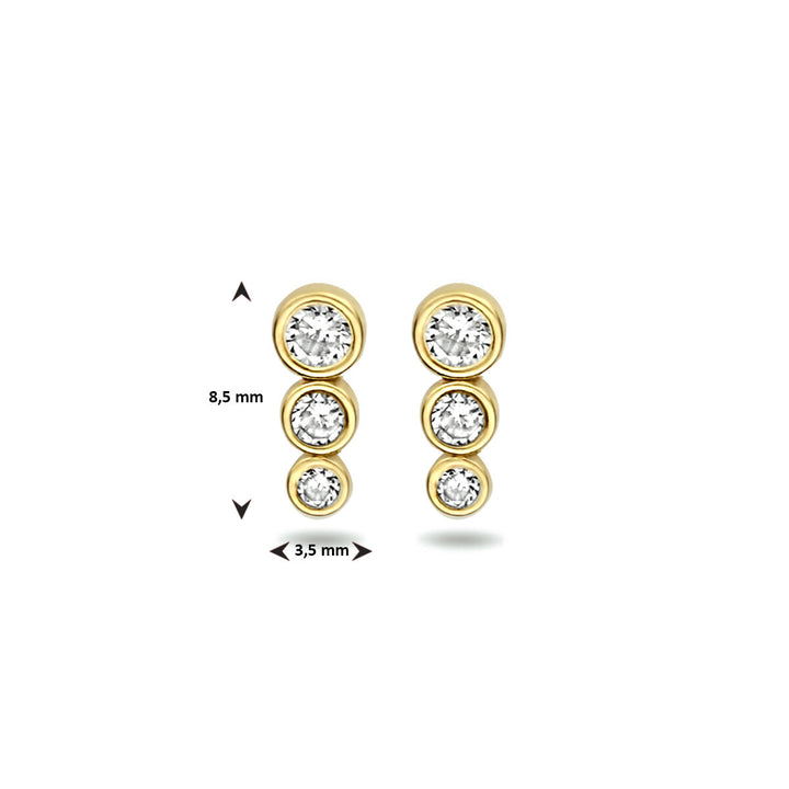 oorknoppen zirkonia 14K geelgoud