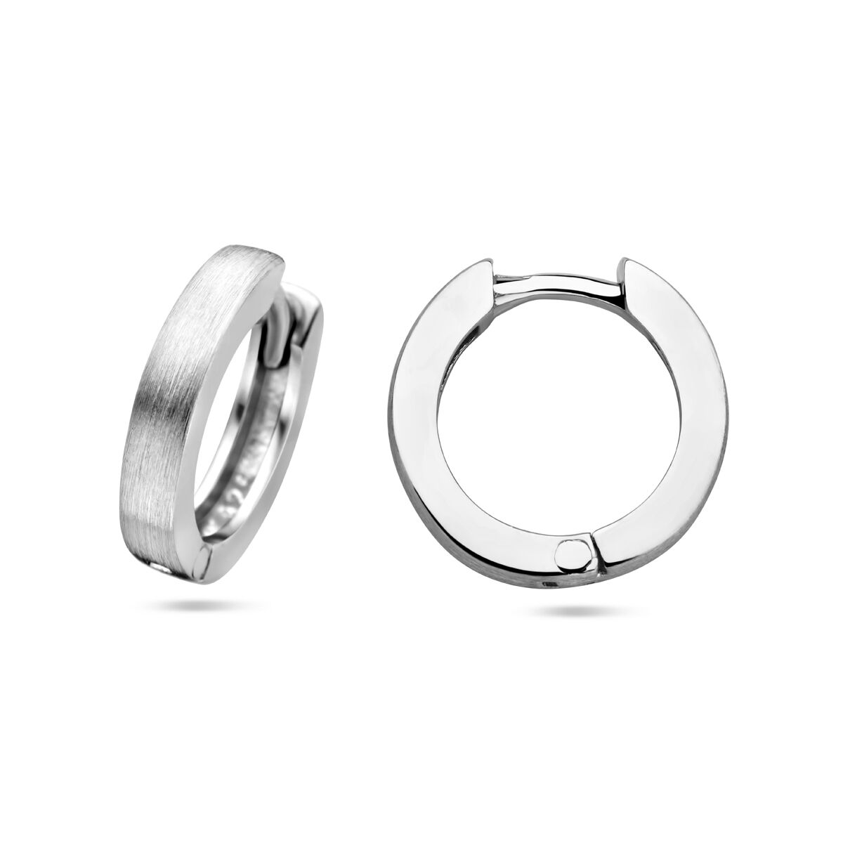 orecchini a cerchio piatti 2,5 mm lucido/opaco argento rodiato