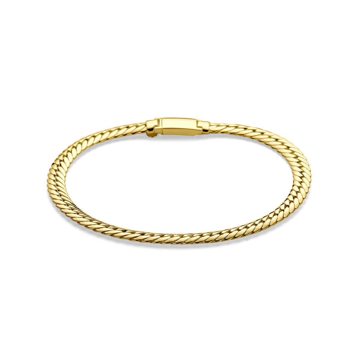 Bracciale in oro giallo 14K, maglia rolò di 5 mm, lunghezza 19 cm.