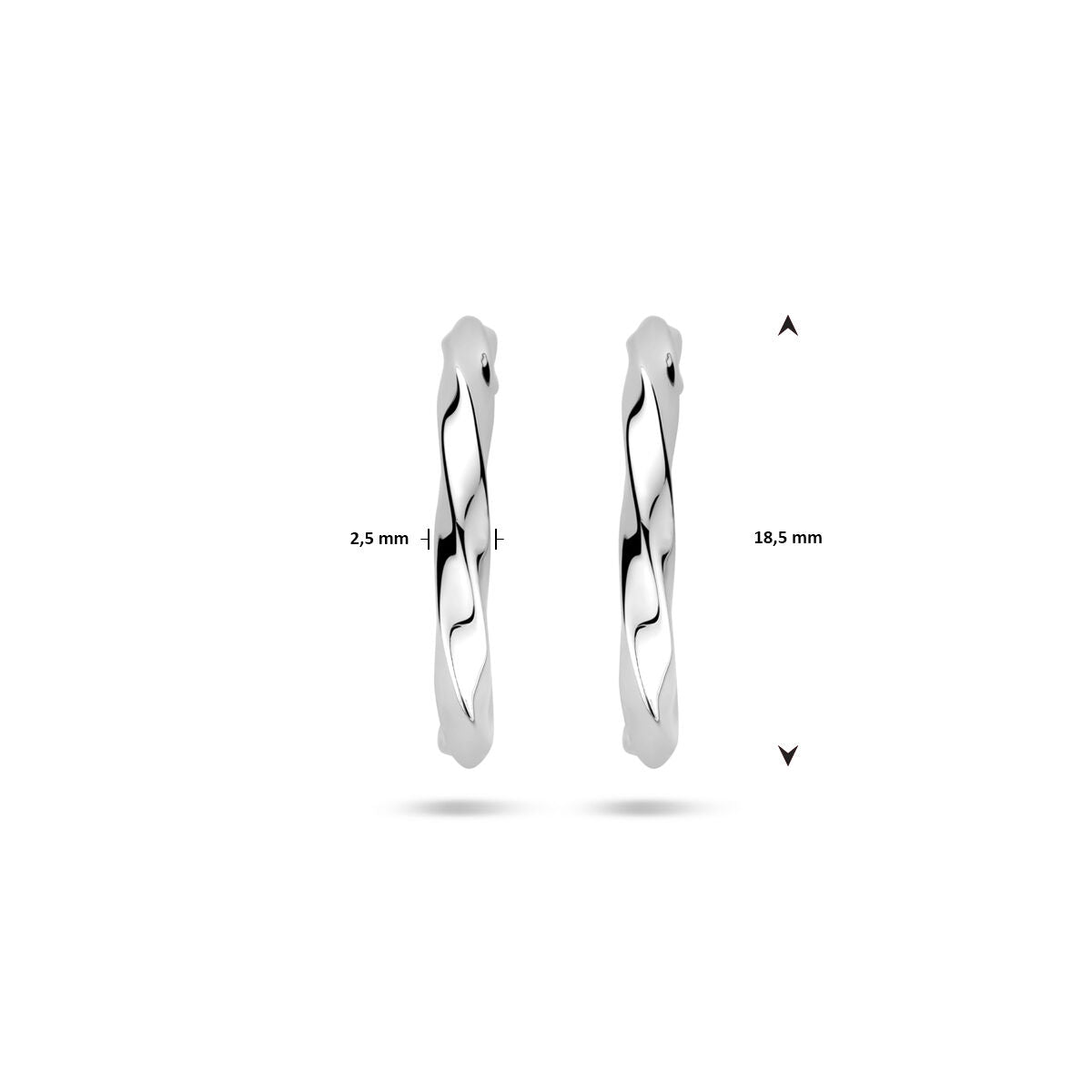 Orecchini a perno attorcigliati 18,5 mm argento rodiato
