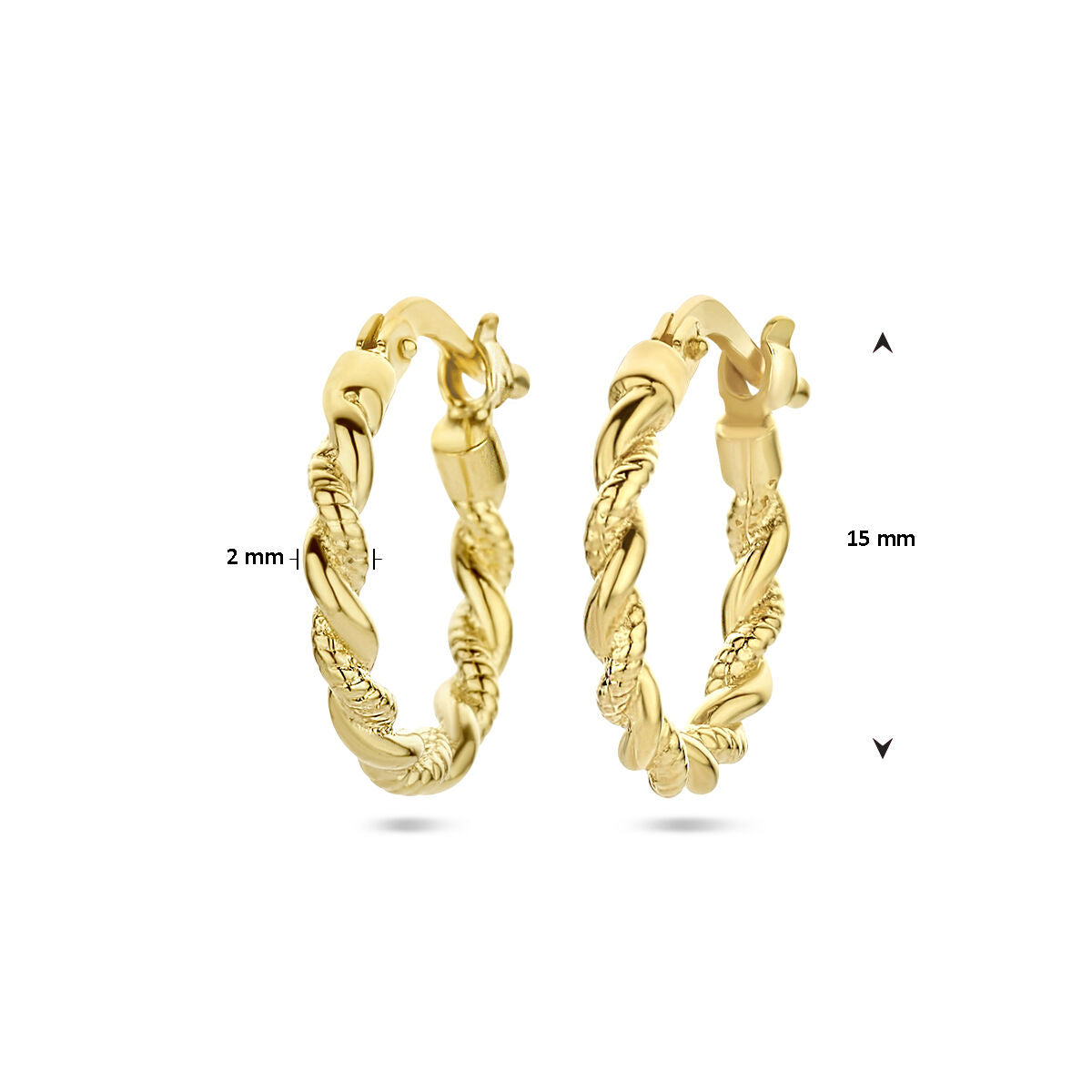 orecchini a cerchio tubo ritorto 1 micron argento dorato (giallo)