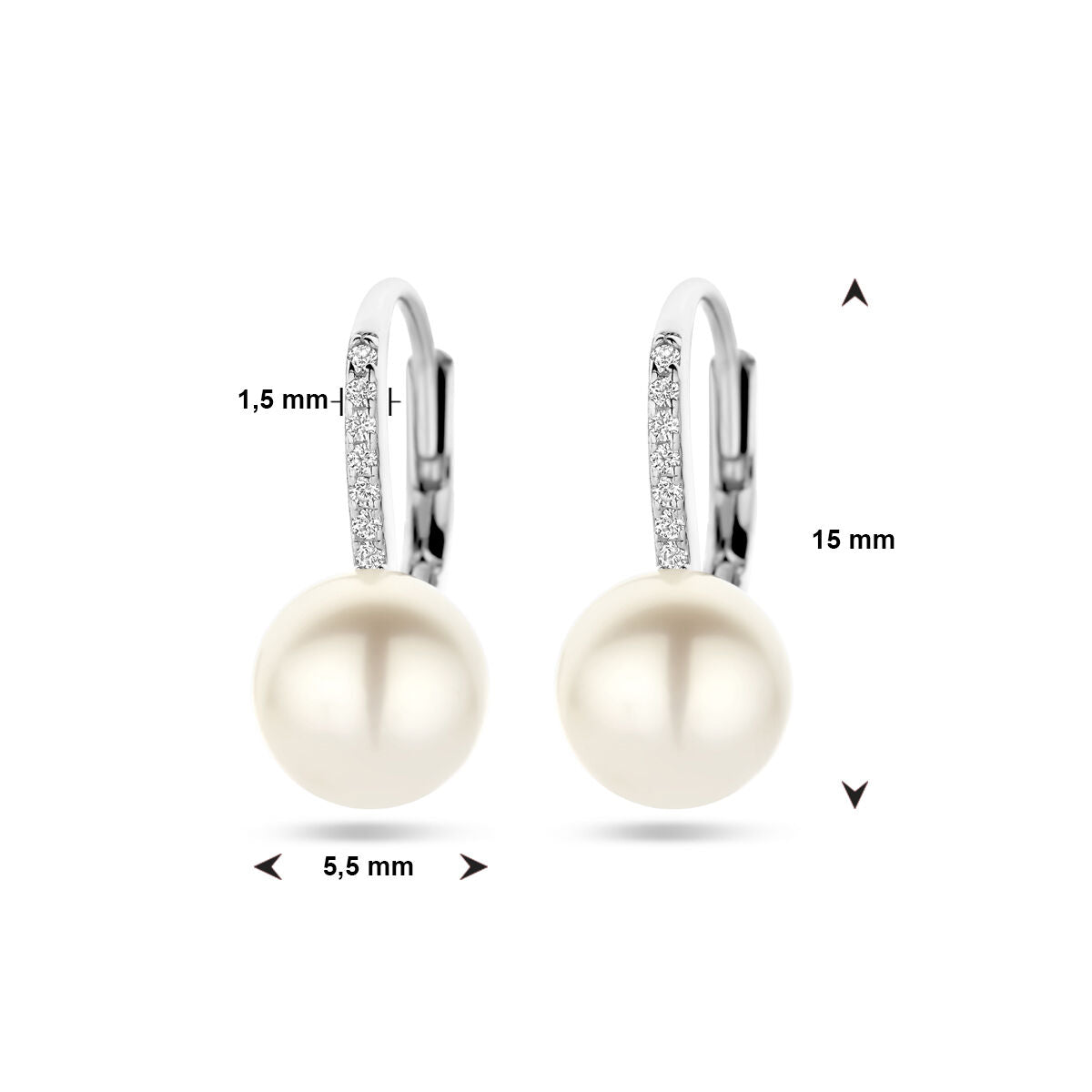 orecchini pendenti perla e zircone gancio brisé argento rodiato