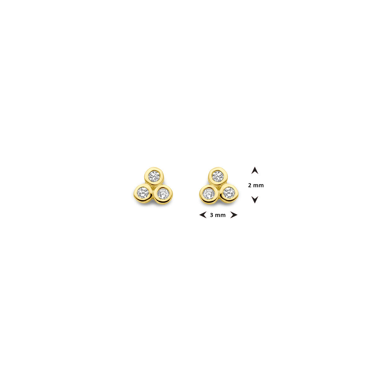 orecchini a bottone zircone 3 mm oro giallo 14K