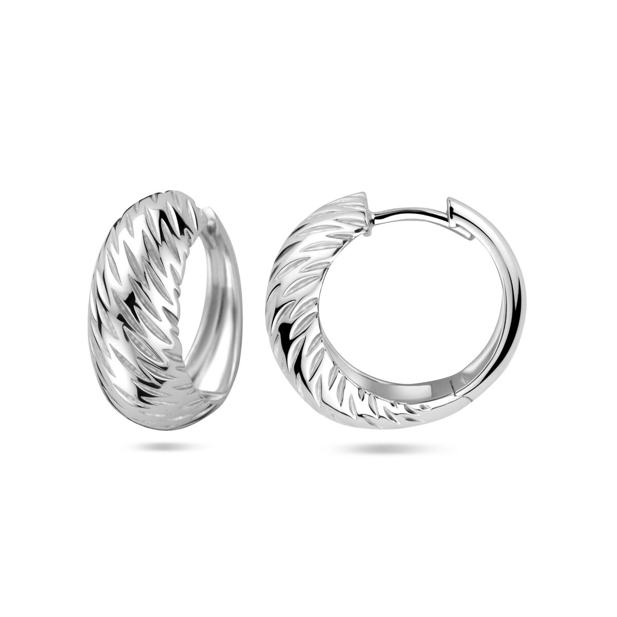 Orecchini a cerchio lucido/opaco 18 mm argento rodiato