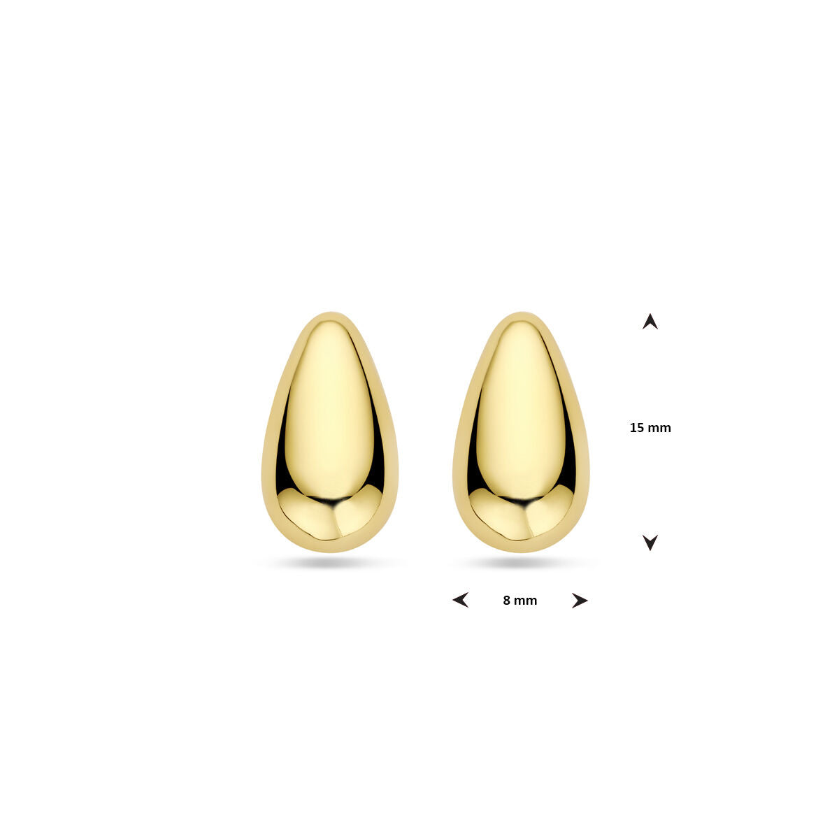 orecchini a bottone goccia 15 mm 1 micron argento placcato (giallo)
