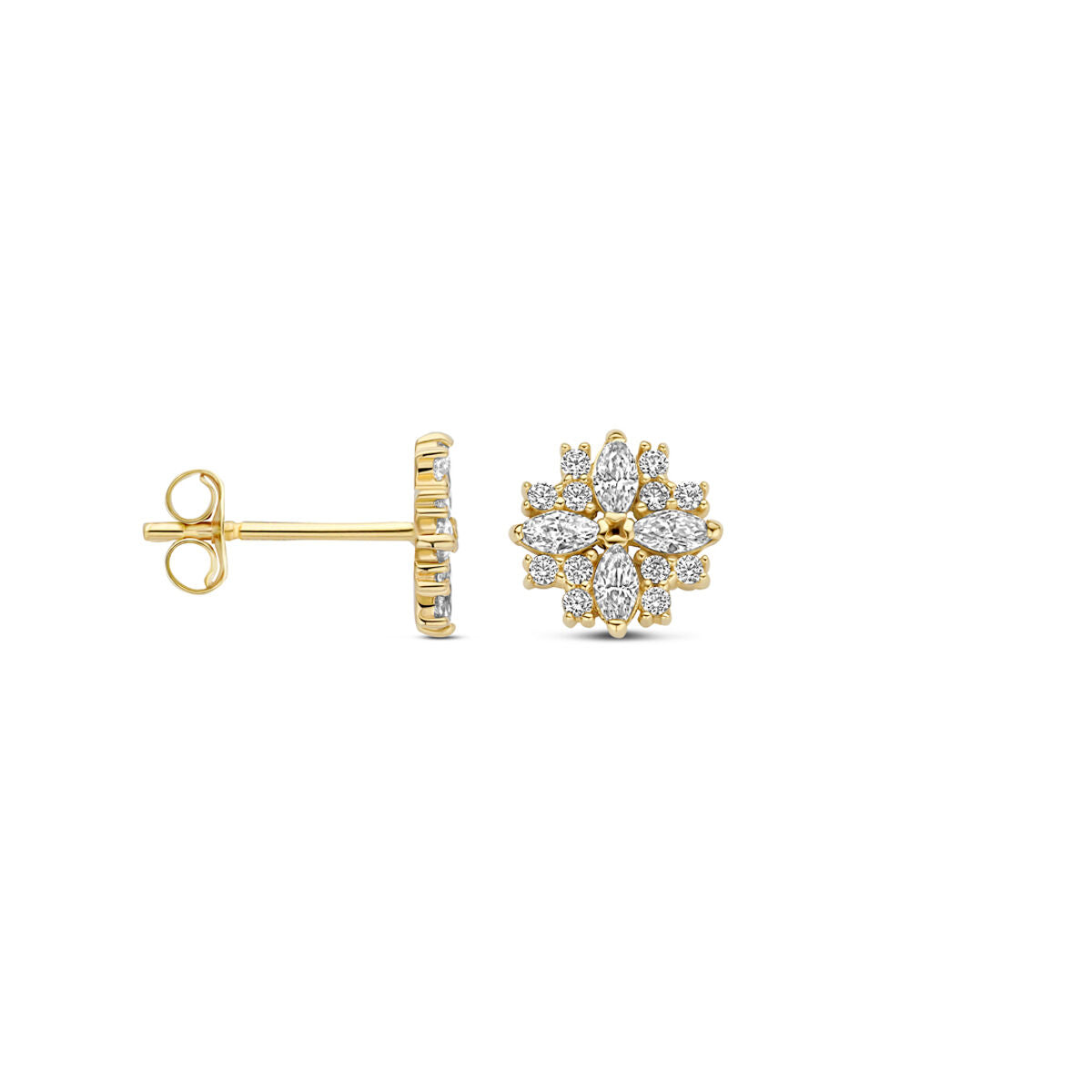 orecchini a bottone zirconia 7 mm oro giallo 14K