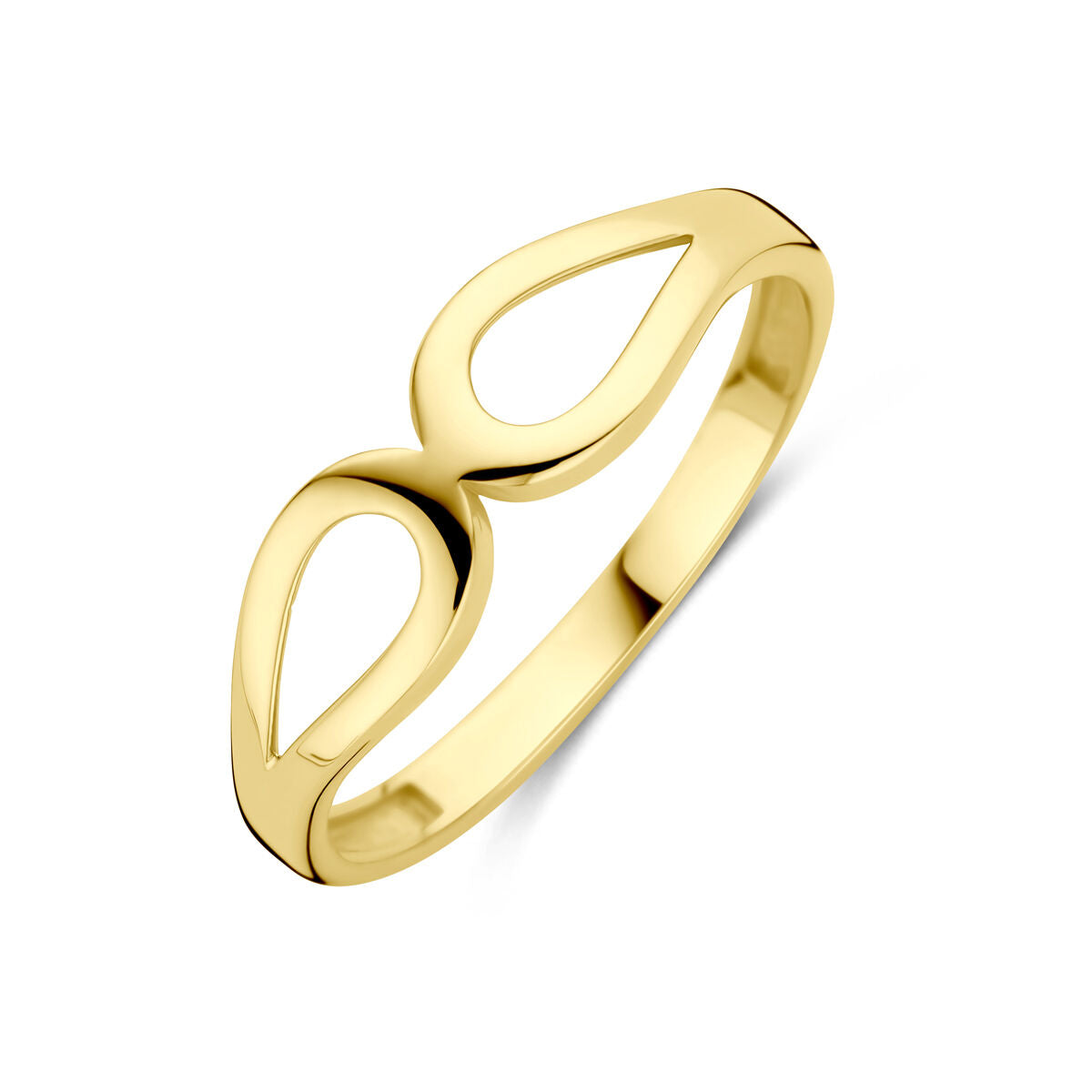 anello in oro giallo 14K con design a goccia.