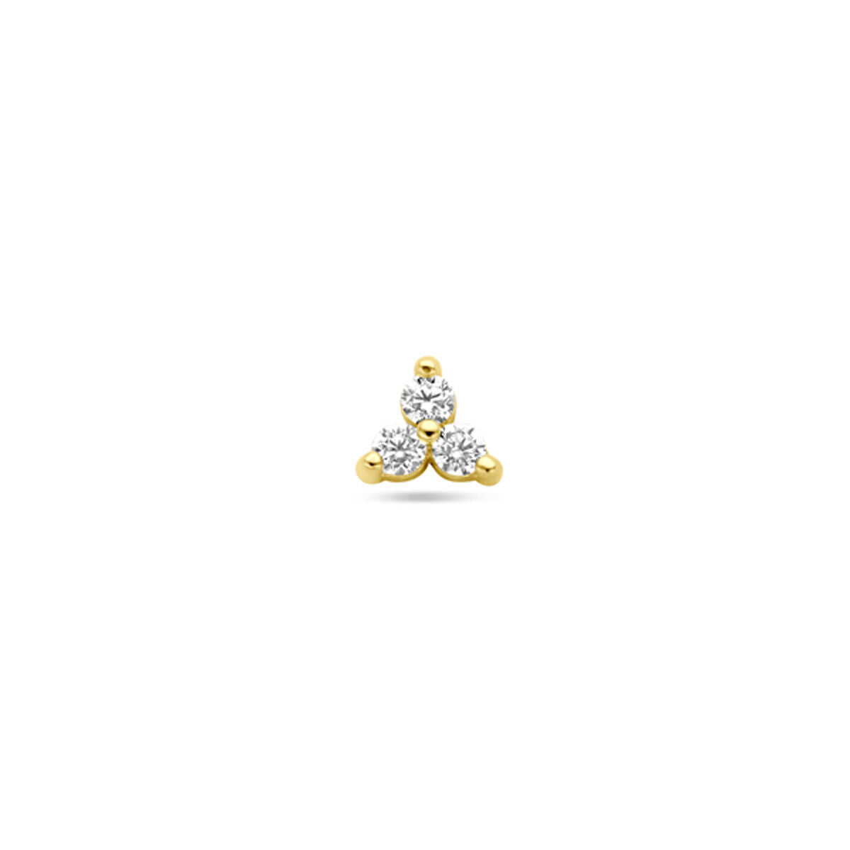 Piercing con zircone da 3,5 mm in oro giallo 14K, design a tre pietre.