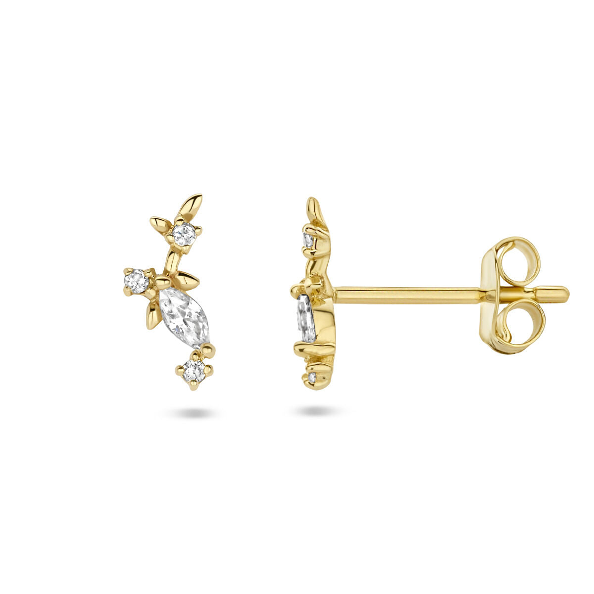 orecchini a bottone zircone oro giallo 14K