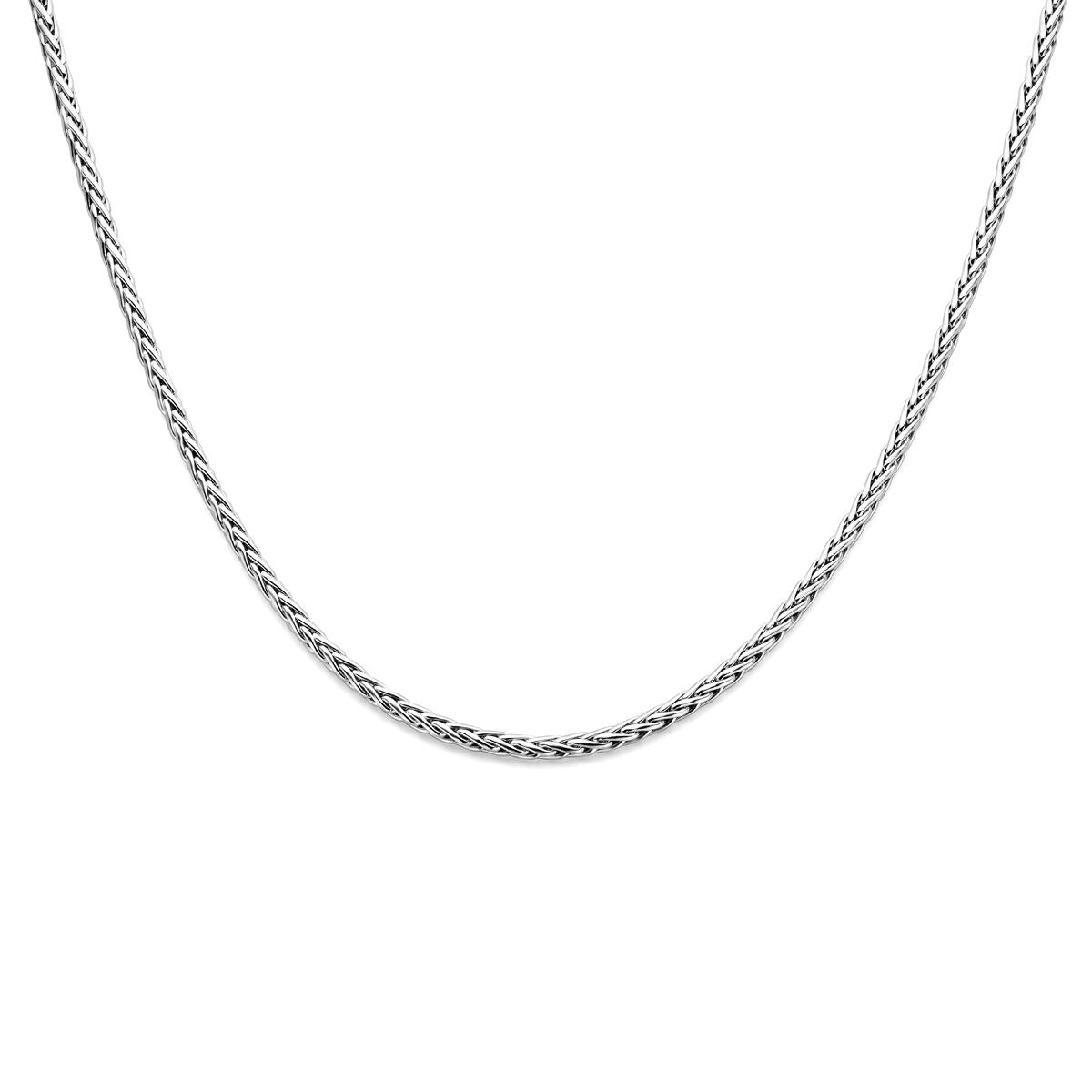 Zilveren vossestaartketting met gerhodineerde afwerking en een gedraaide structuur.
