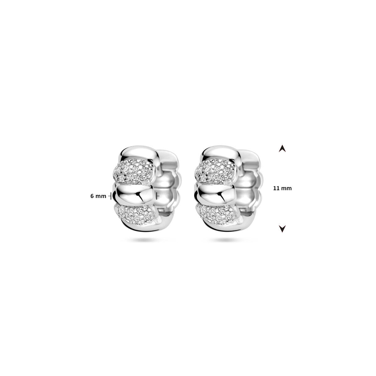 Orecchini a cerchio con chiusura zircone 11 mm argento rodiato