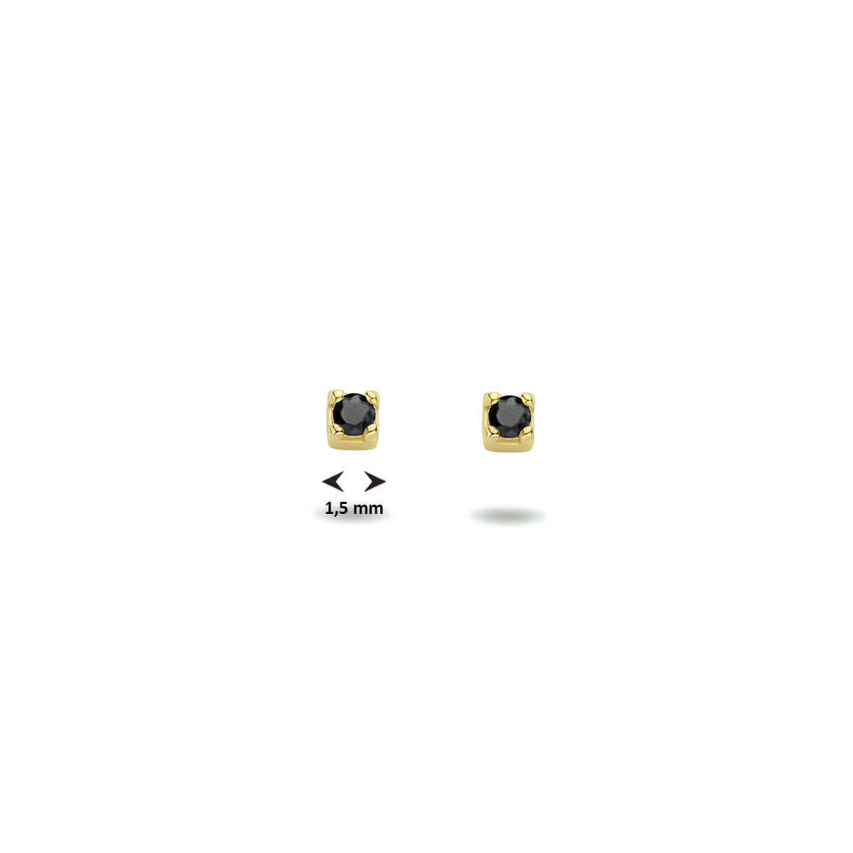 orecchini a bottone zircone nero oro giallo 14K