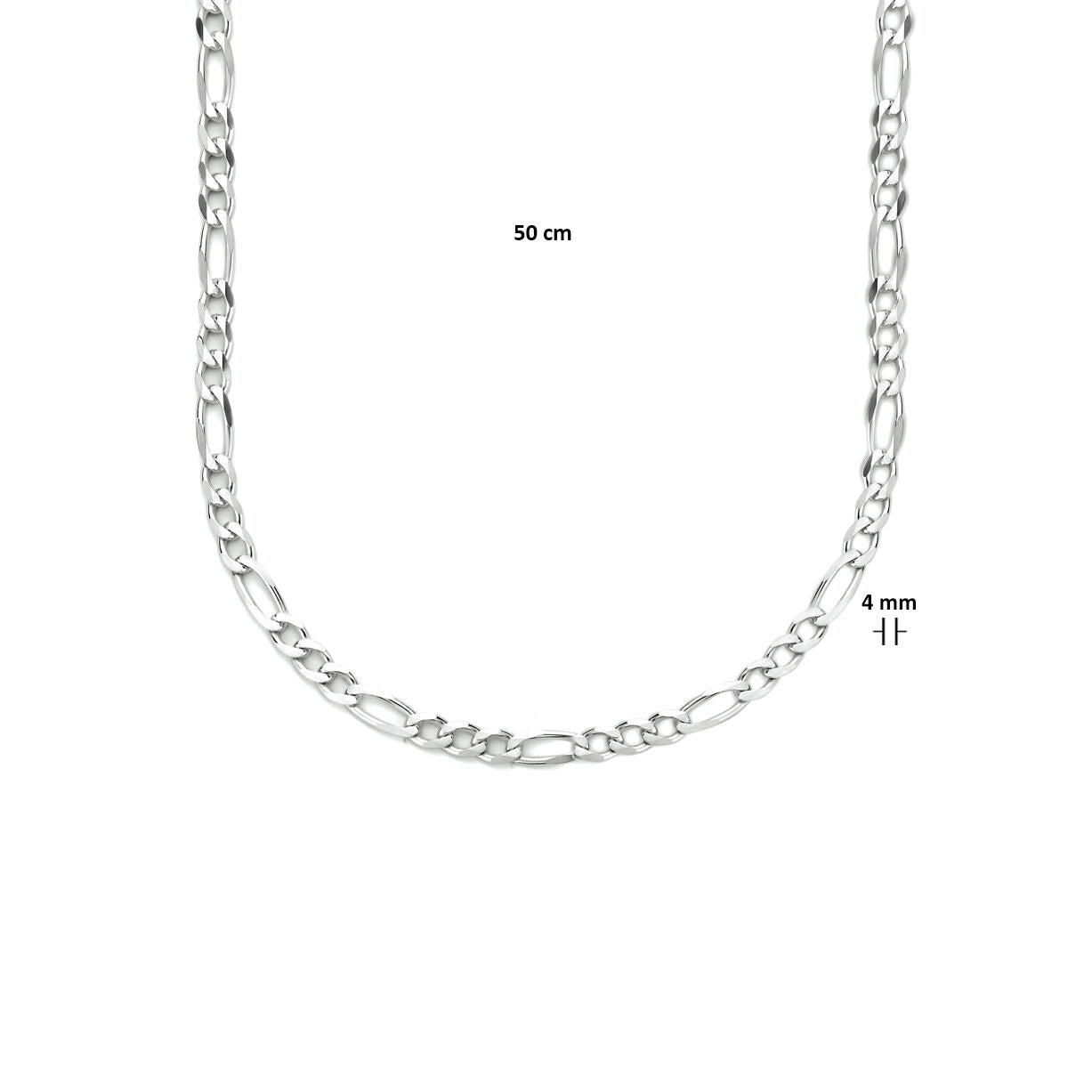 collana figaro 4,0 mm 50 cm argento rodiato