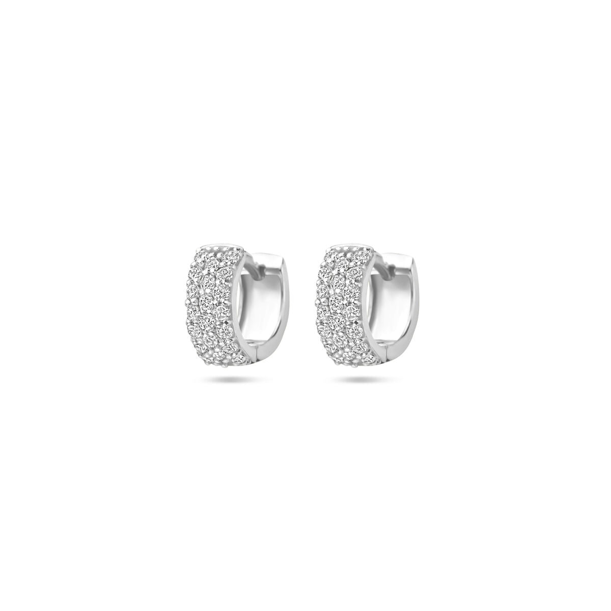 Orecchini alla creola in oro bianco 14K con diamanti da 0,40 ct (2x 0,20 ct), misura 10 mm.