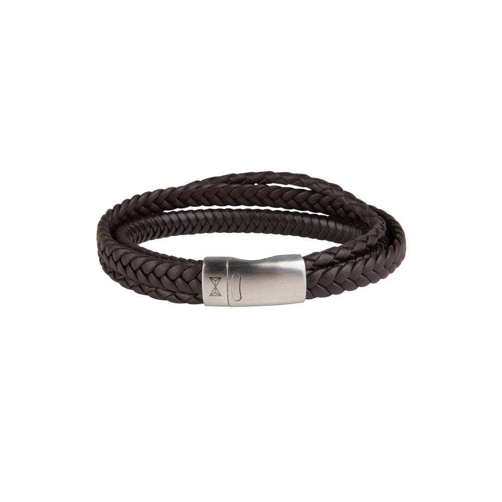 Bracciale in pelle da uomo - Iron Three String Brown