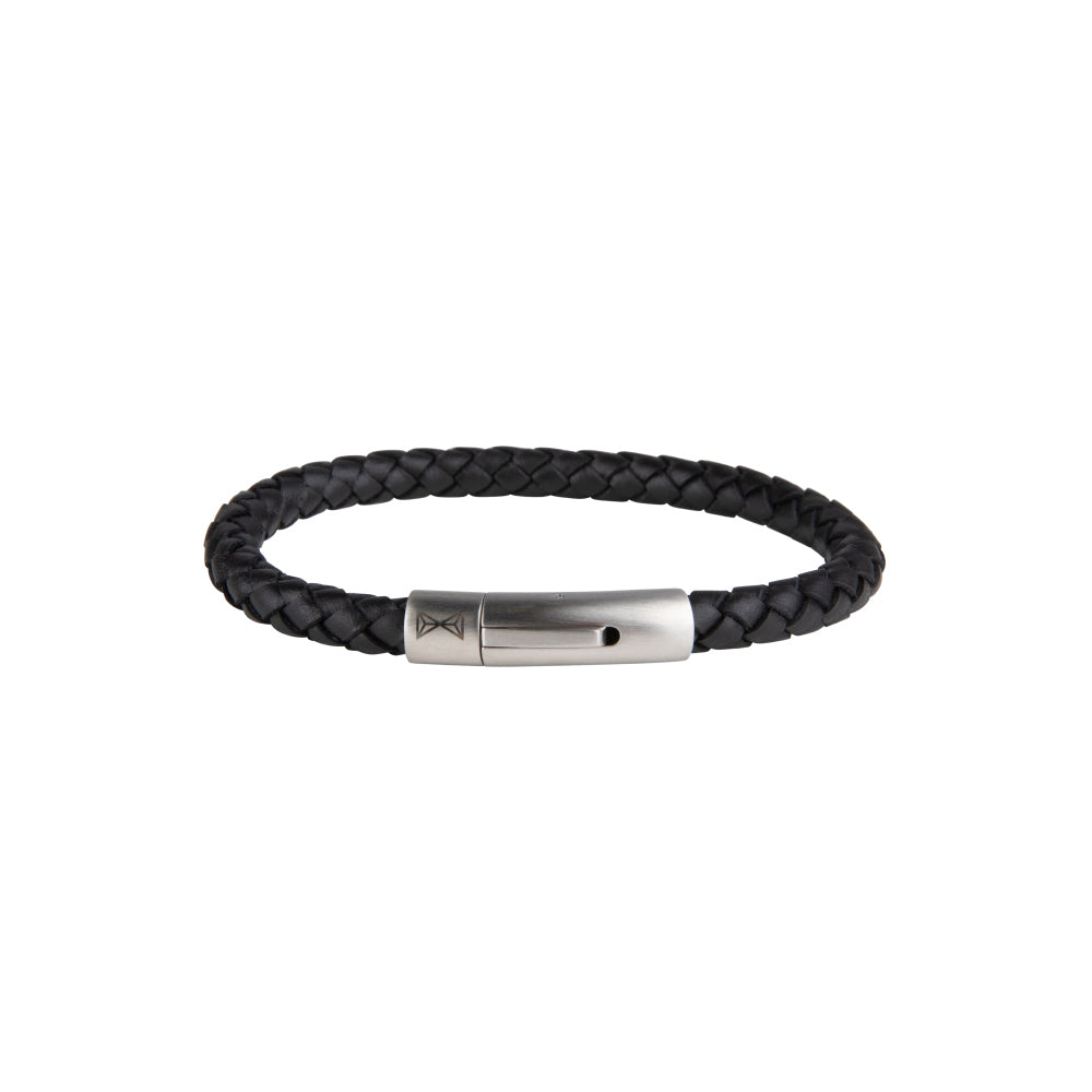 Bracciale in pelle da uomo - Iron Single String Black