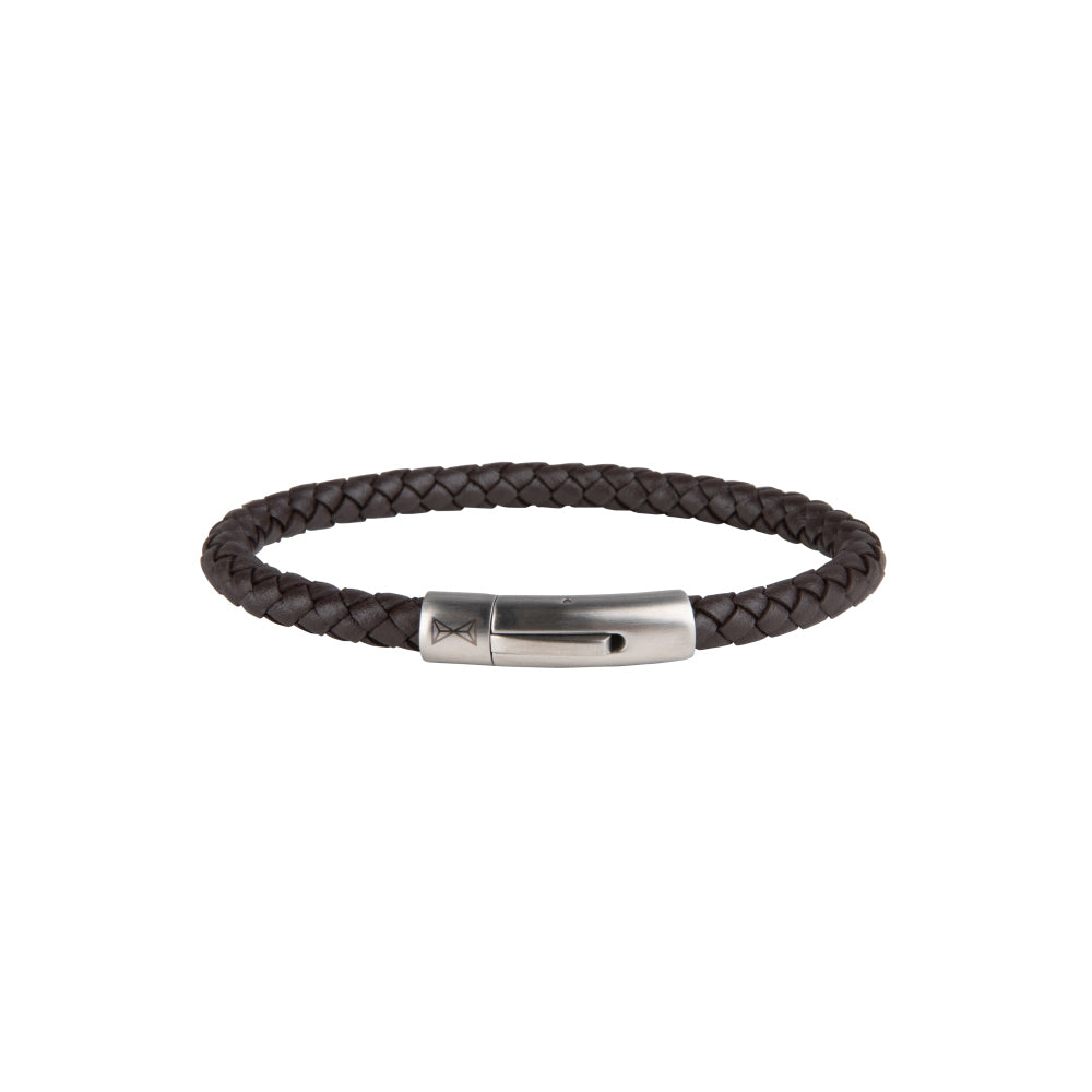 Bracciale in pelle da uomo - Iron Single String Brown