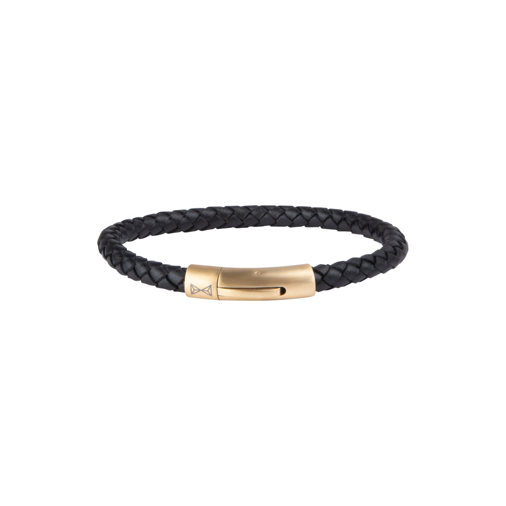 Bracciale in pelle da uomo - Iron Single String Gold