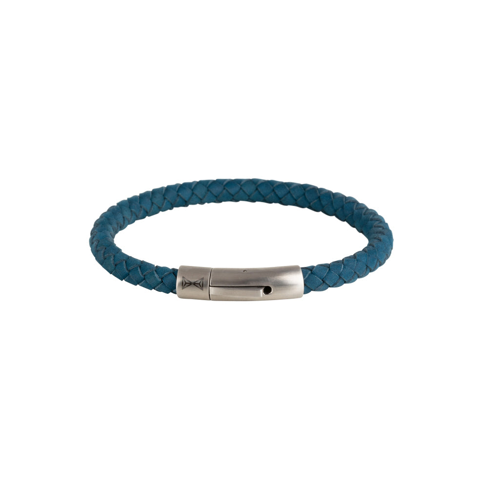 Bracciale in pelle da uomo - Iron Single String Navy Blue