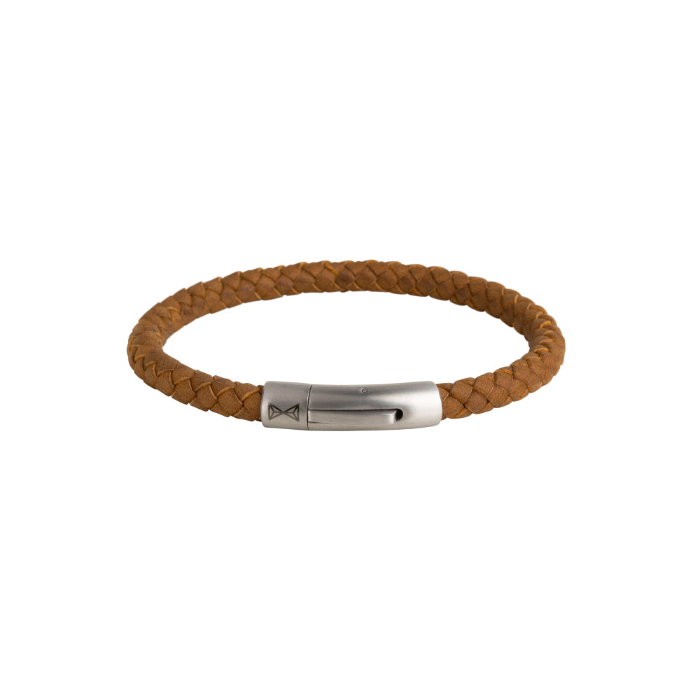 Bracciale in pelle da uomo - Iron Single String Noyer