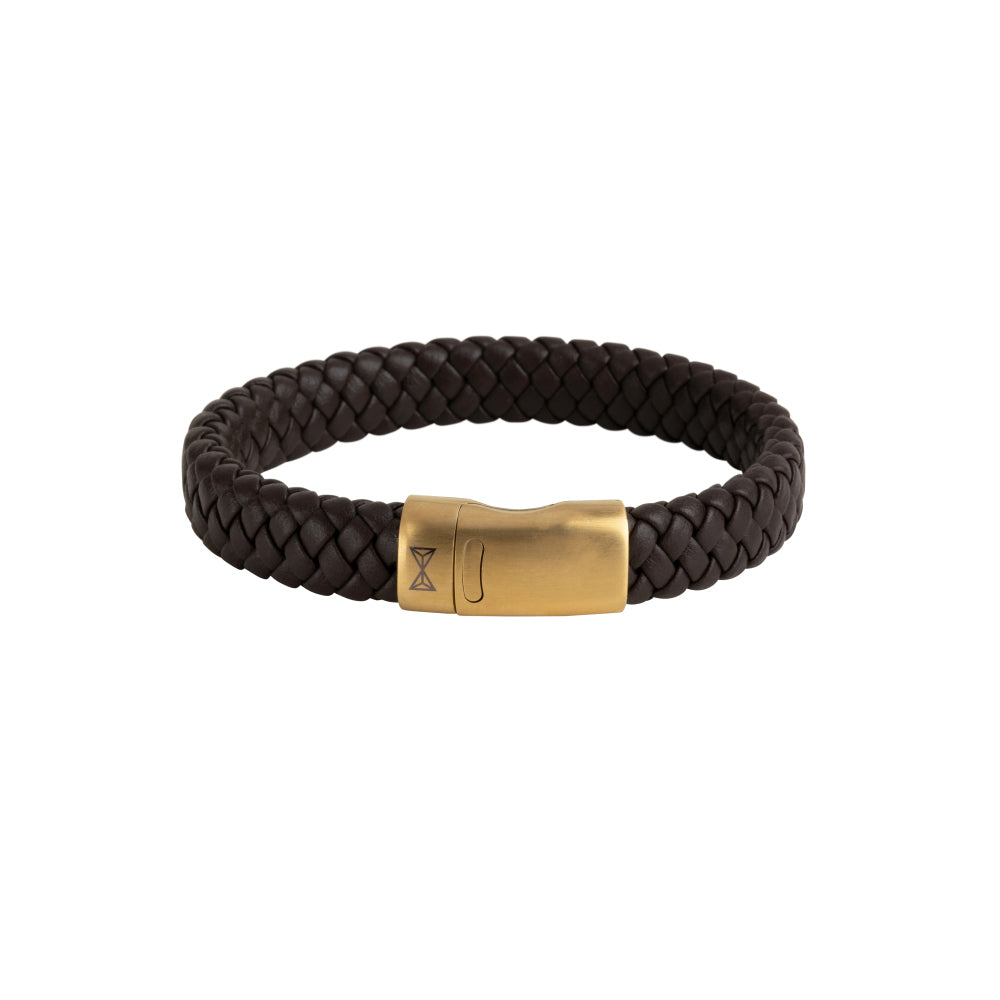 Bracciale in pelle da uomo - Iron Jack Brown Oro