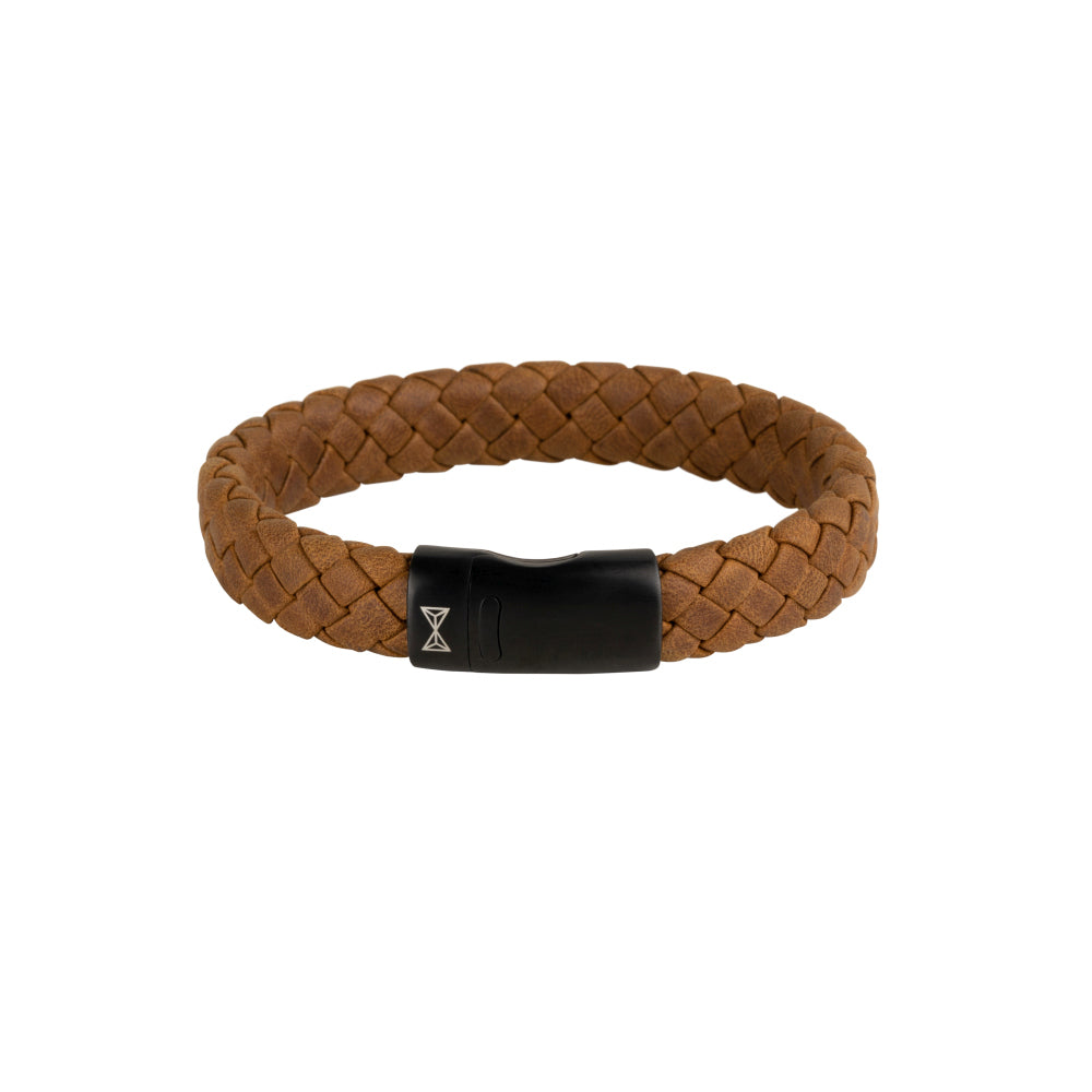 Bracciale in pelle da uomo - Iron Jack Noyer-on-Black