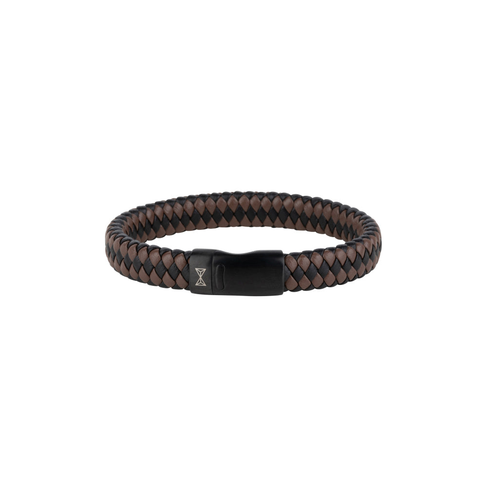 Bracciale in pelle da uomo - Iron Jack Black-Brown-on-Black
