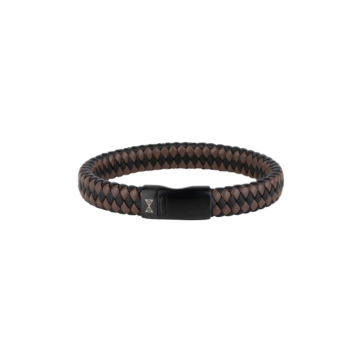 Bracciale in pelle da uomo - Iron Jack Black-Brown-on-Black