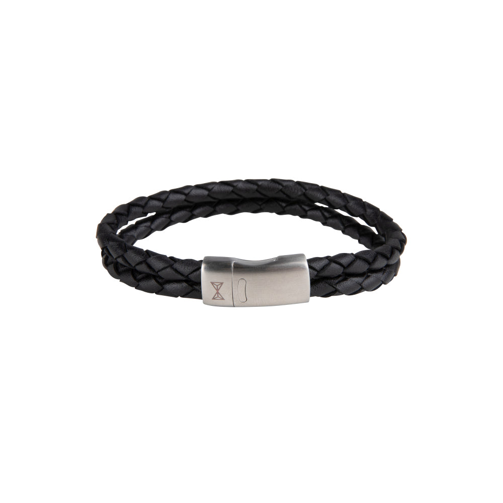 Bracciale in pelle da uomo - Iron Double Shot Black