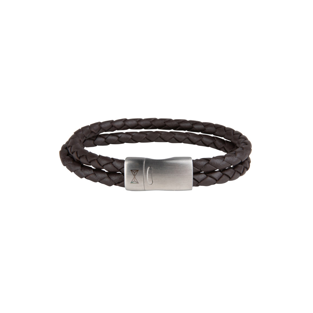 Bracciale in pelle da uomo - Iron Double Shot Brown