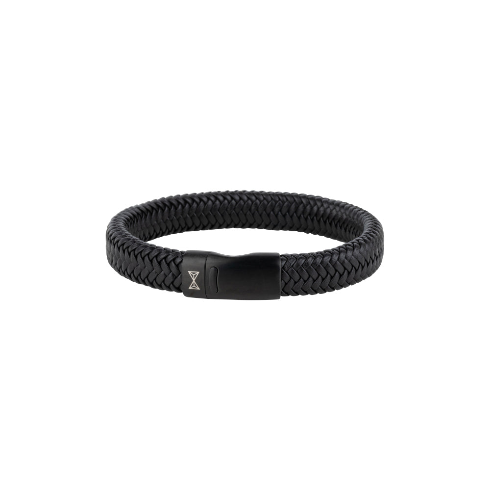 Bracciale in pelle da uomo - Iron John Black-on-Black