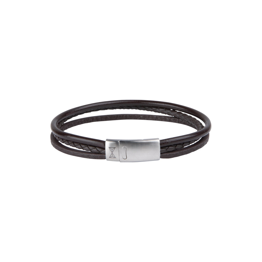 Bracciale in pelle da uomo - Dainty Three String Marrone