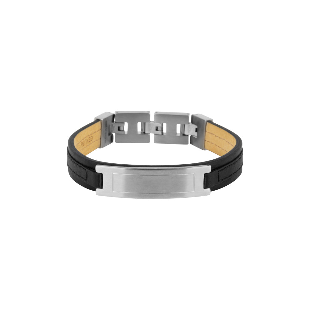 Bracciale in pelle da uomo - Iron James Nero - Signature