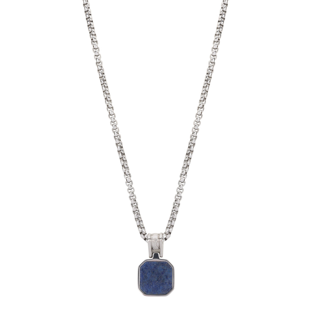 Collana in argento da uomo - Necklace Rolo Lapis Rocks