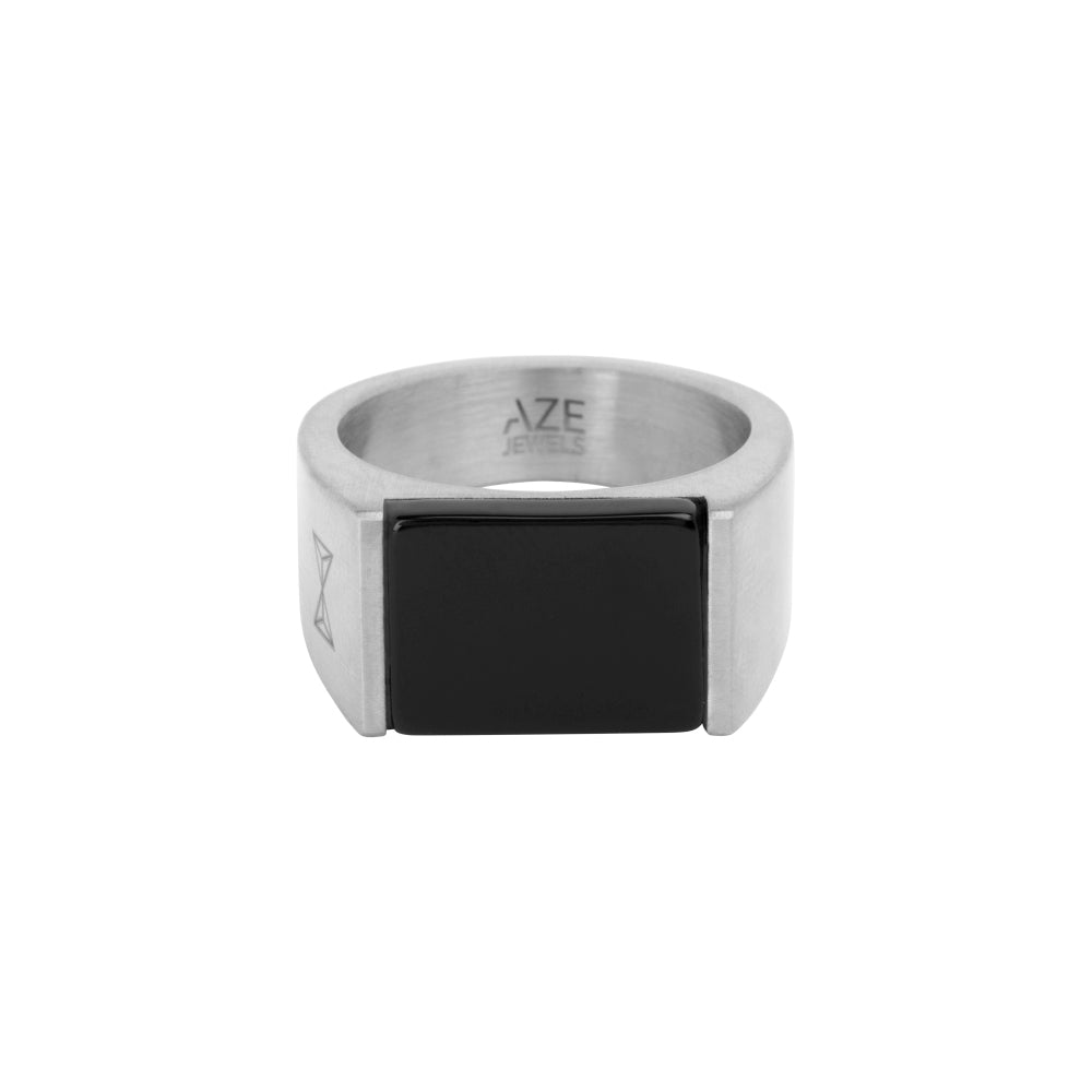 Anello Signet Stone Onyx - Inox