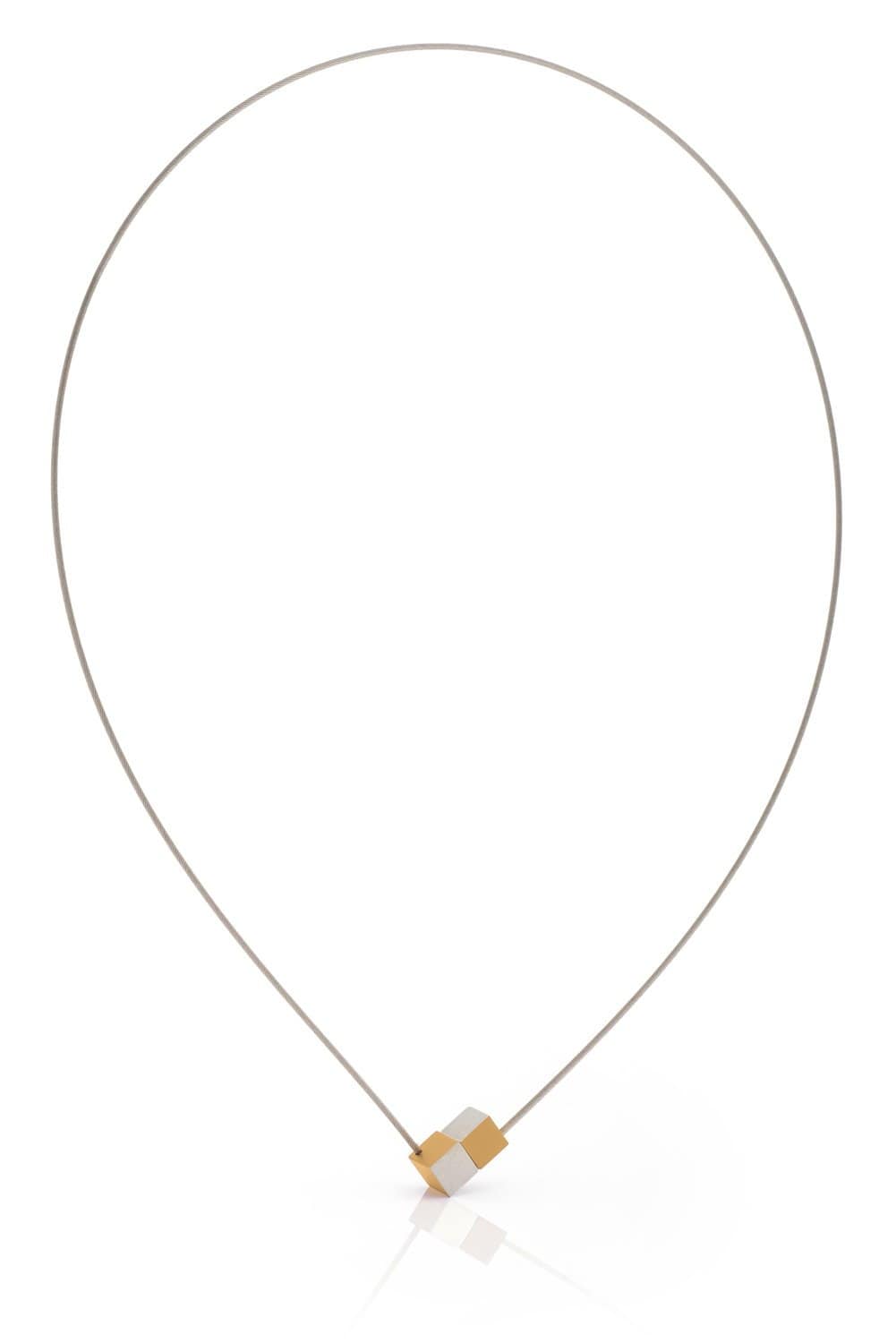 Collana Due Cubetti Color Oro|Giallo C205G