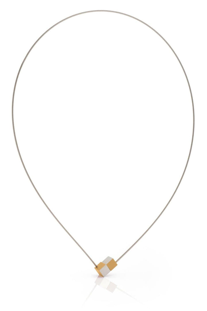 Collana Due Cubetti Color Oro|Giallo C205G