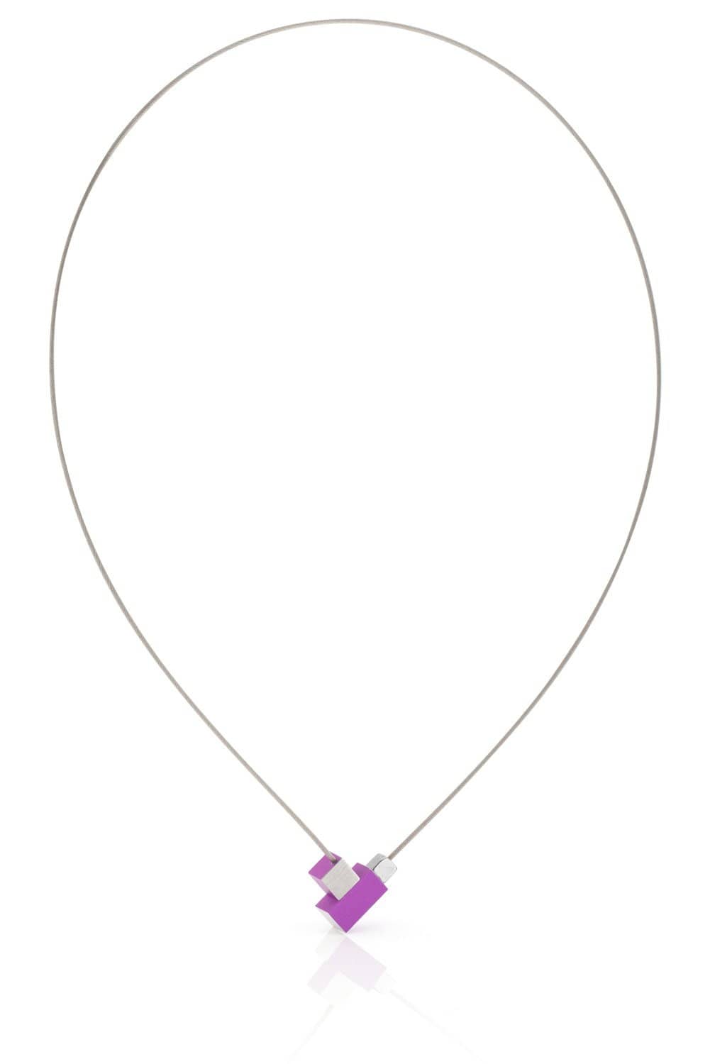 Collana Quadratino e Rettangolino Viola C206P