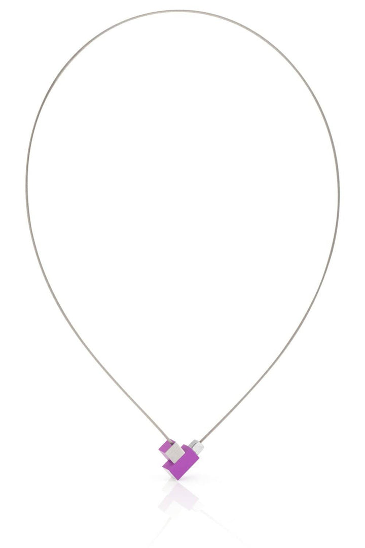 Collana Quadratino e Rettangolino Viola C206P